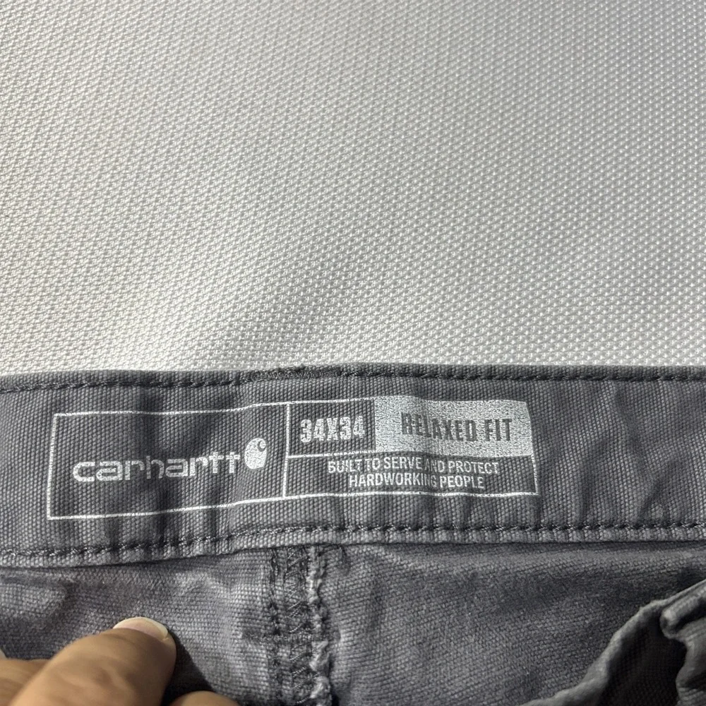 Carhartt Rugged Flex Pants Mens 34x34 Relaxed Fit Gray Canvas Work 102291